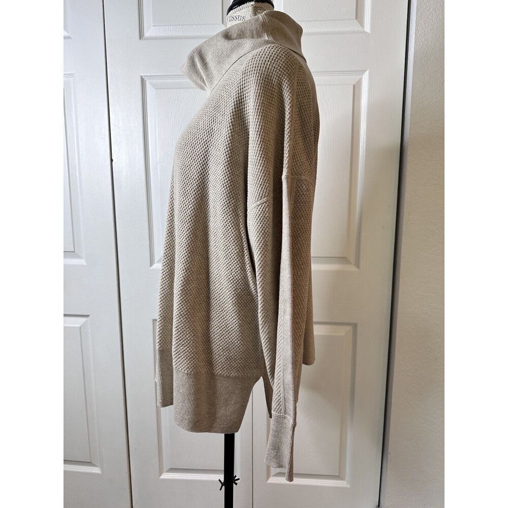 Tribal Women's Sweater Size XL/TG Cowl Neck Beige Slit Sides 100% Cotton - Picture 3 of 7
